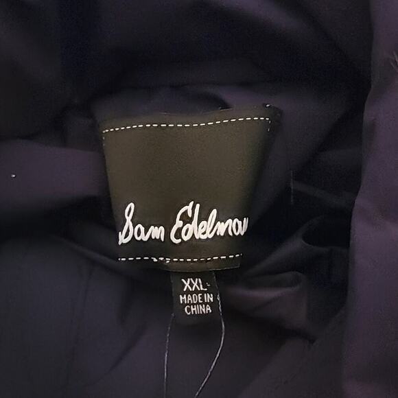 Sam Edelman Puffer Coat Faux Fur Trim Hooded Parka‎ Navy Warm Size XXL NEW! - Picture 9 of 9